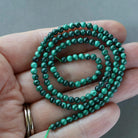 3mm Malachite Beads ‚Äì Smooth Round Micro Gemstone 15" Strand