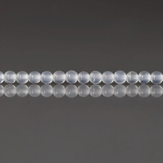 3mm Milky White Agate Beads Smooth 15" Strand White Genuine Gemstone Beads for Jewelry Making Beading Craft Gift Small Beads Tiny