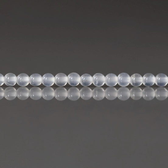 3mm Milky White Agate Beads - Smooth Round Micro Gemstone 15" Strand