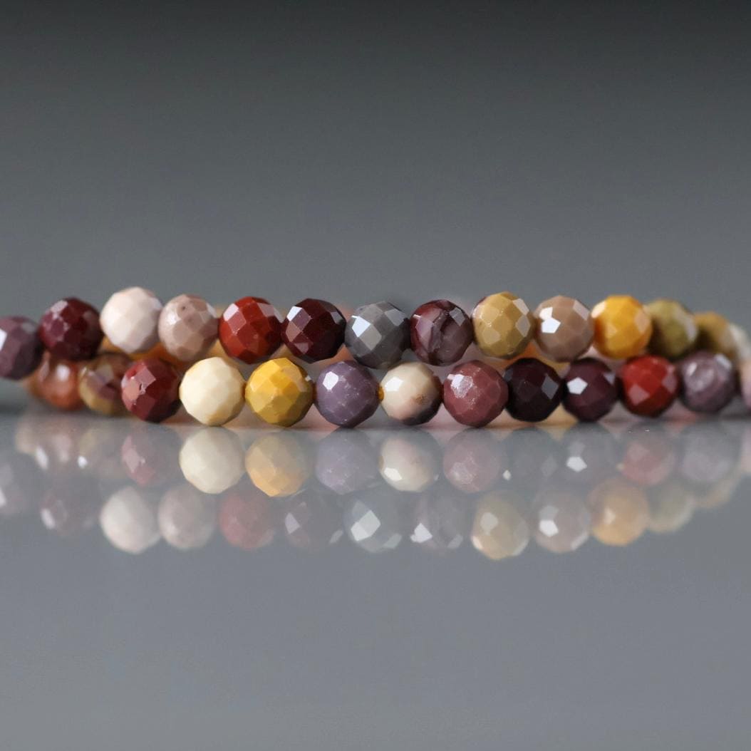 3mm Mookaite Jasper Beads - Faceted Round Micro Gemstone 15" Strand