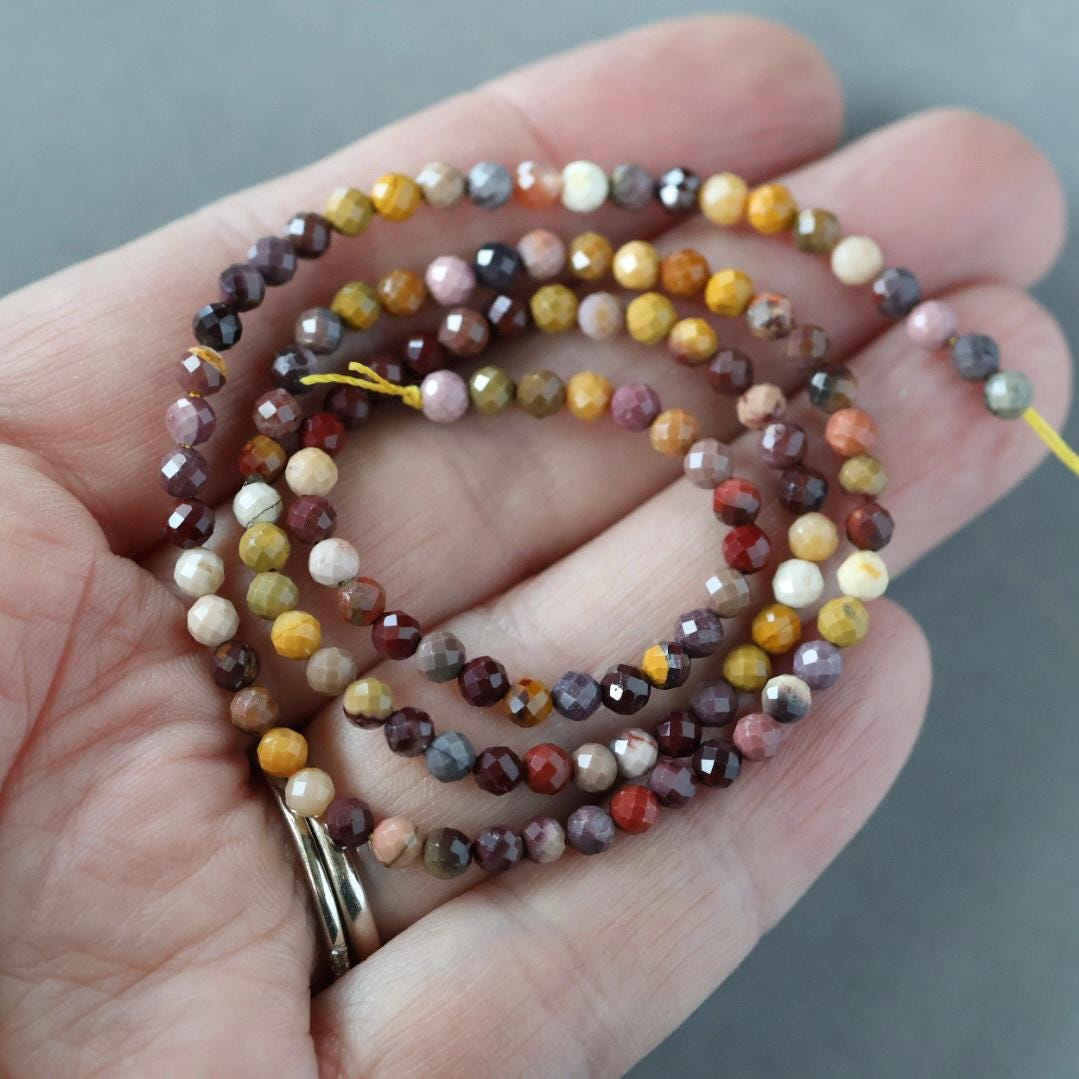 3mm Mookaite Jasper Beads - Faceted Round Micro Gemstone 15" Strand