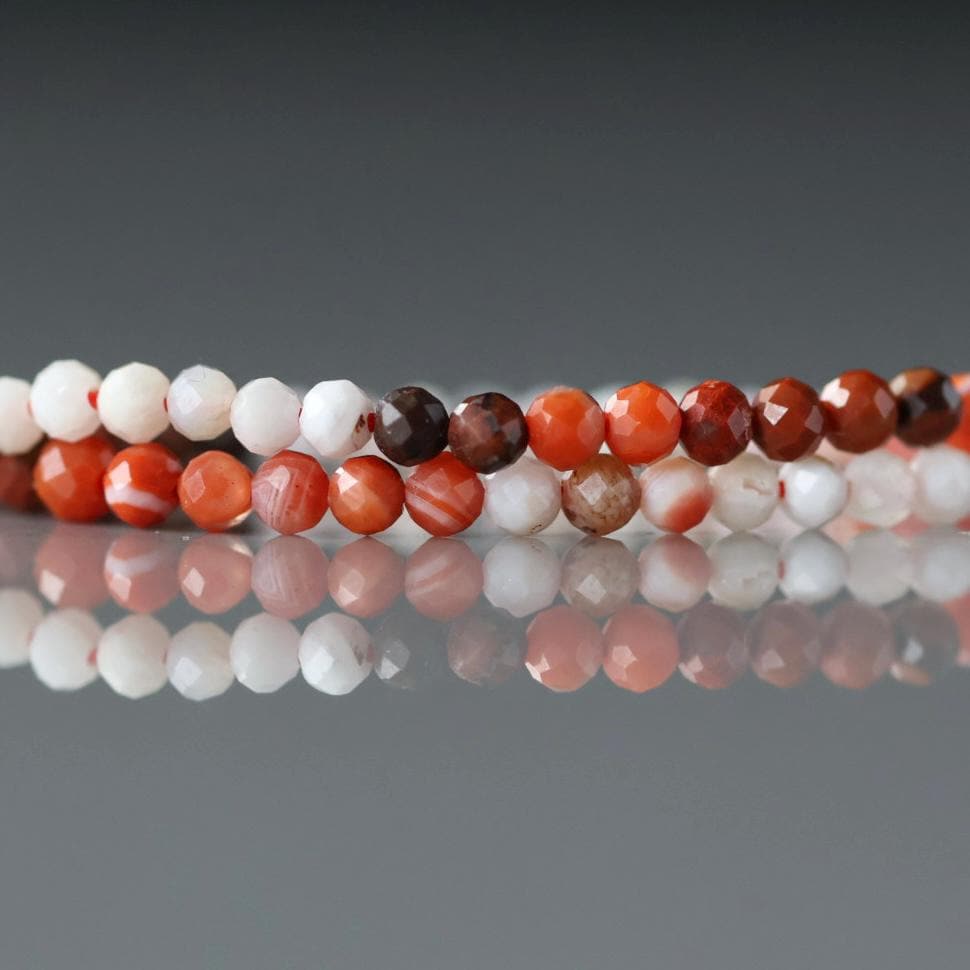 3mm Moroccan Red Agate Beads ‚Äì Faceted Round Micro Gemstone 15" Strand