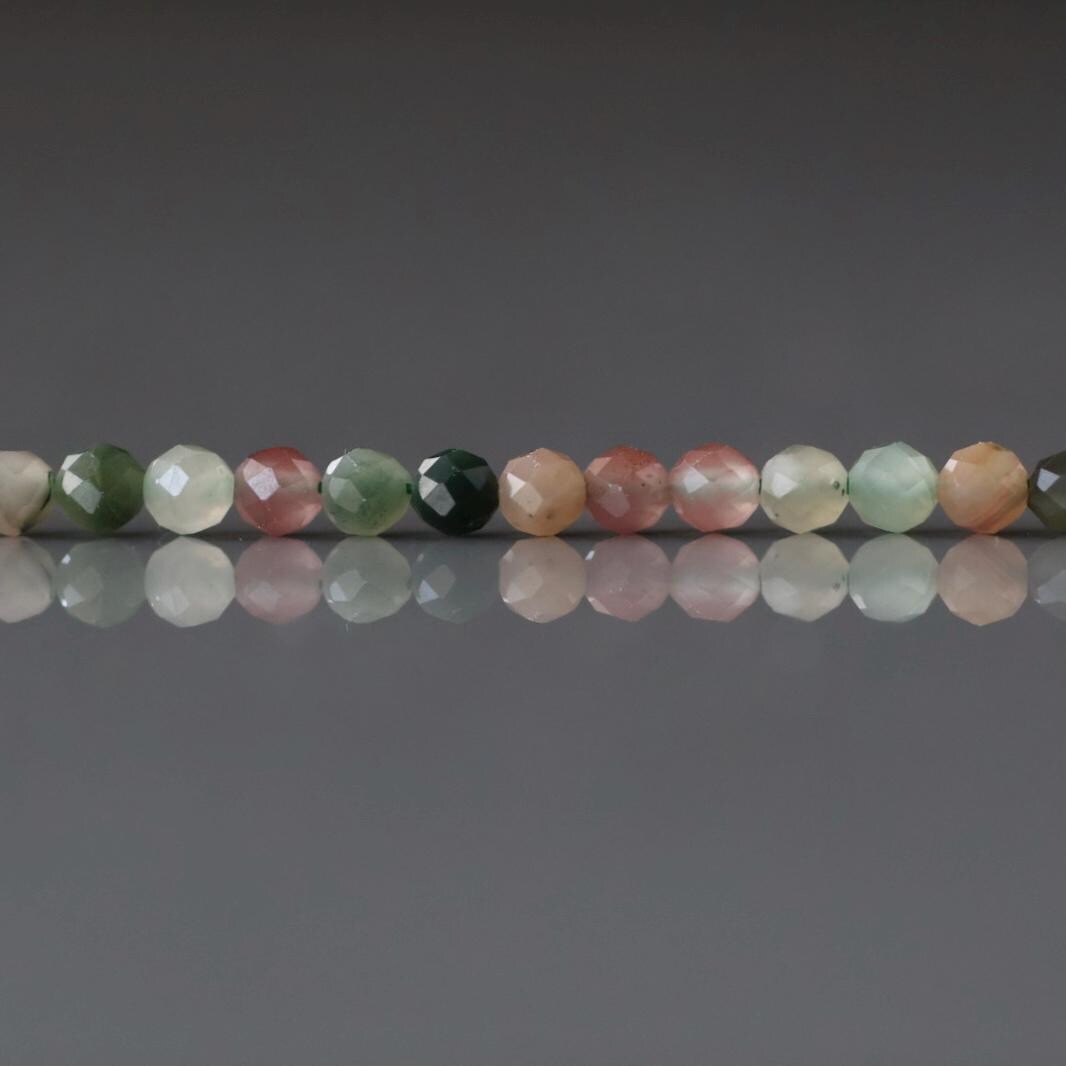 3mm Moss Agate Faceted Beads Genuine Agate Colorful Beads Strand 15" Gemstone Beads for DIY Jewelry Making Beading Crafter Gift