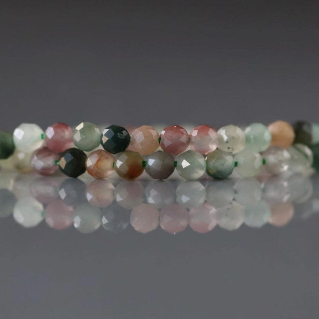 3mm Moss Agate Faceted Beads Genuine Agate Colorful Beads Strand 15" Gemstone Beads for DIY Jewelry Making Beading Crafter Gift