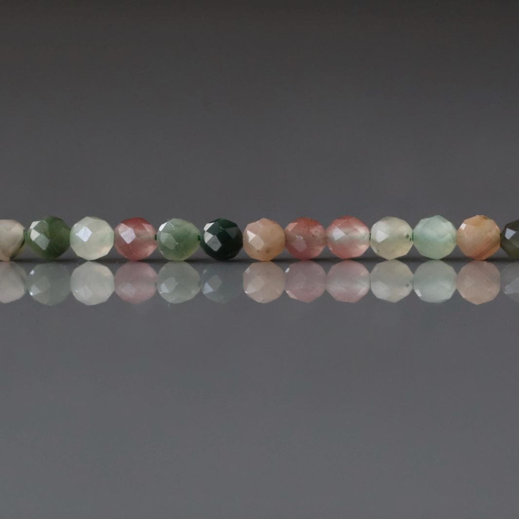 3mm Moss Agate Beads - Faceted Round Micro Gemstone 15" Strand