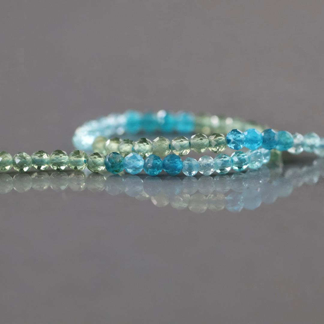 3mm Multi Color Apatite Beads – Faceted Round Micro Gemstone 15" Strand