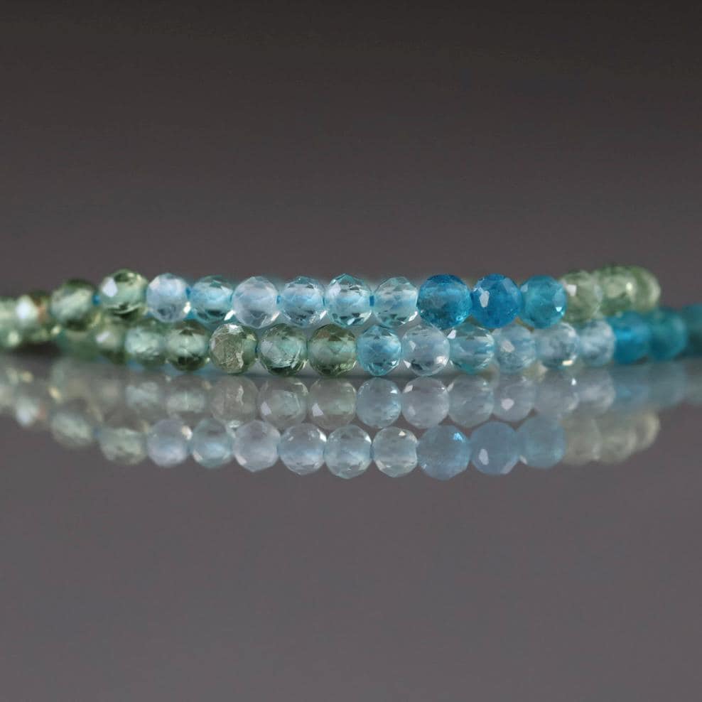 3mm Multi Color Apatite Beads – Faceted Round Micro Gemstone 15" Strand