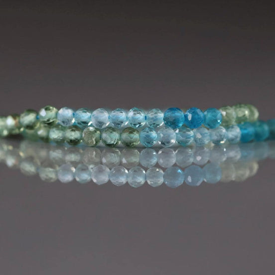 3mm Multi Color Apatite Beads – Faceted Round Micro Gemstone 15" Strand