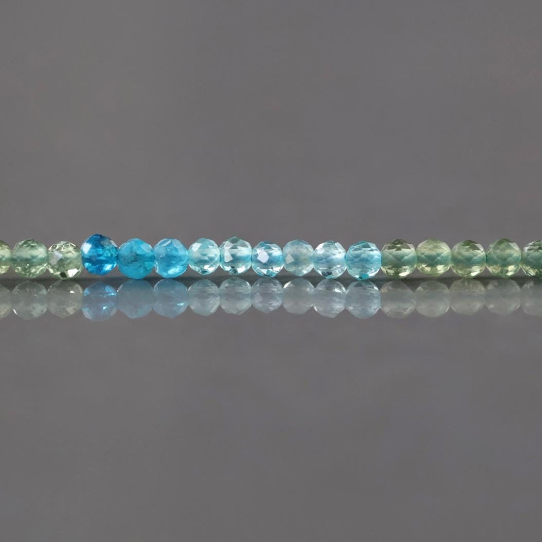 3mm Multi Color Apatite Beads – Faceted Round Micro Gemstone 15" Strand