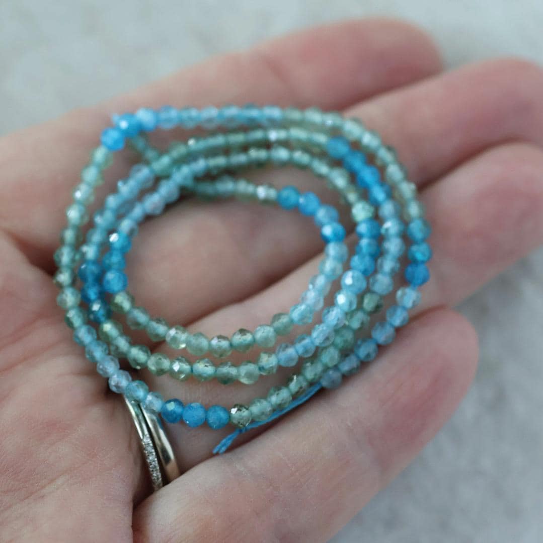 3mm Multi Color Apatite Beads – Faceted Round Micro Gemstone 15" Strand