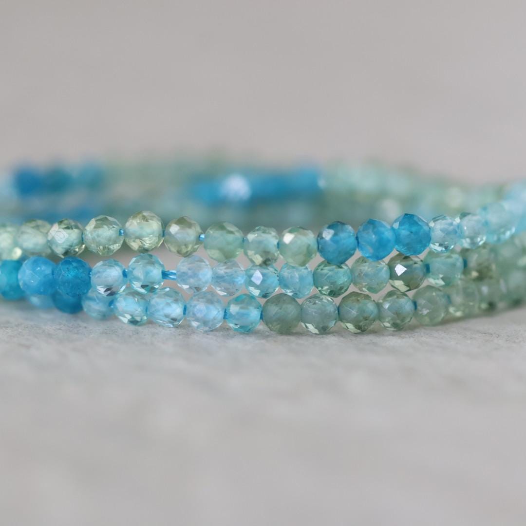 3mm Multi Color Apatite Beads – Faceted Round Micro Gemstone 15" Strand