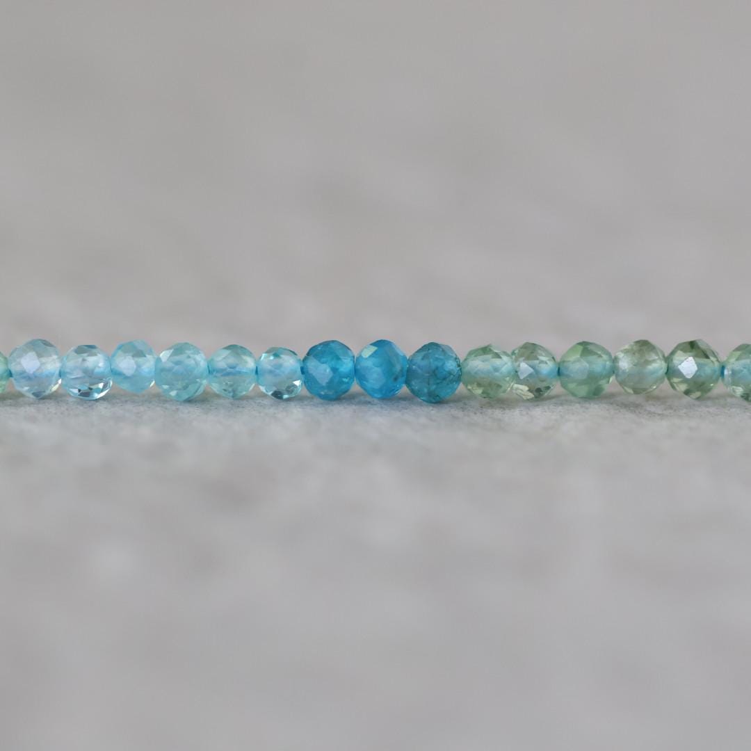 3mm Multi Color Apatite Beads – Faceted Round Micro Gemstone 15" Strand