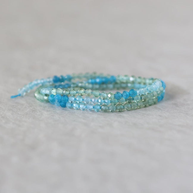 3mm Multi Color Apatite Beads – Faceted Round Micro Gemstone 15" Strand