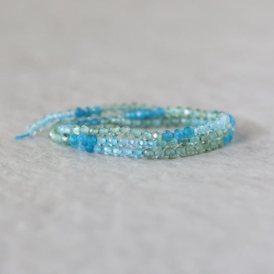 3mm Multi Color Apatite Beads – Faceted Round Micro Gemstone 15" Strand