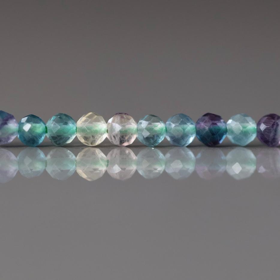 3mm AAA Multi Fluorite Beads Faceted Beads 15" Multi Color Genuine Gemstone Tiny Small Beads for Jewelry Making Beading Craft Gift