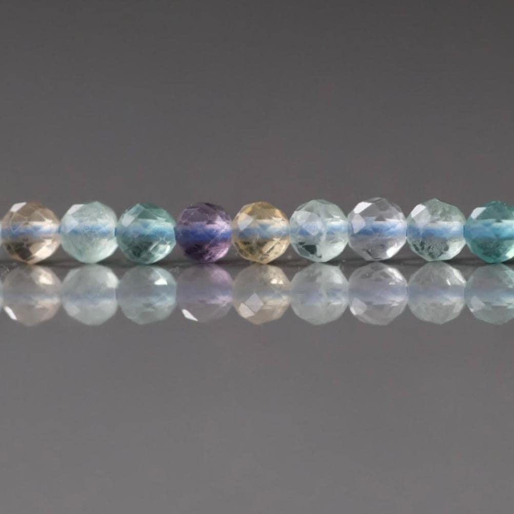 3mm Multi Fluorite Beads ‚Äì Faceted Round Micro Gemstone 15" Strand