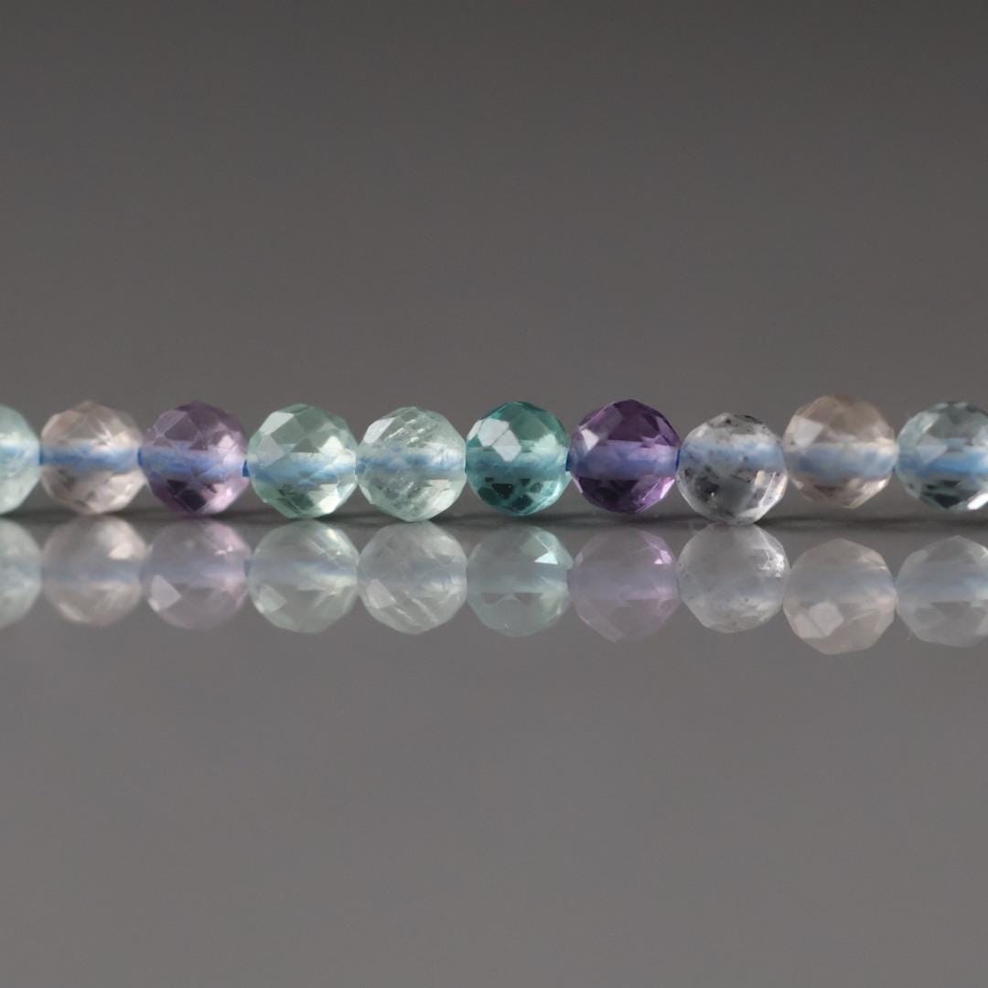 3mm Multi Fluorite Beads ‚Äì Faceted Round Micro Gemstone 15" Strand