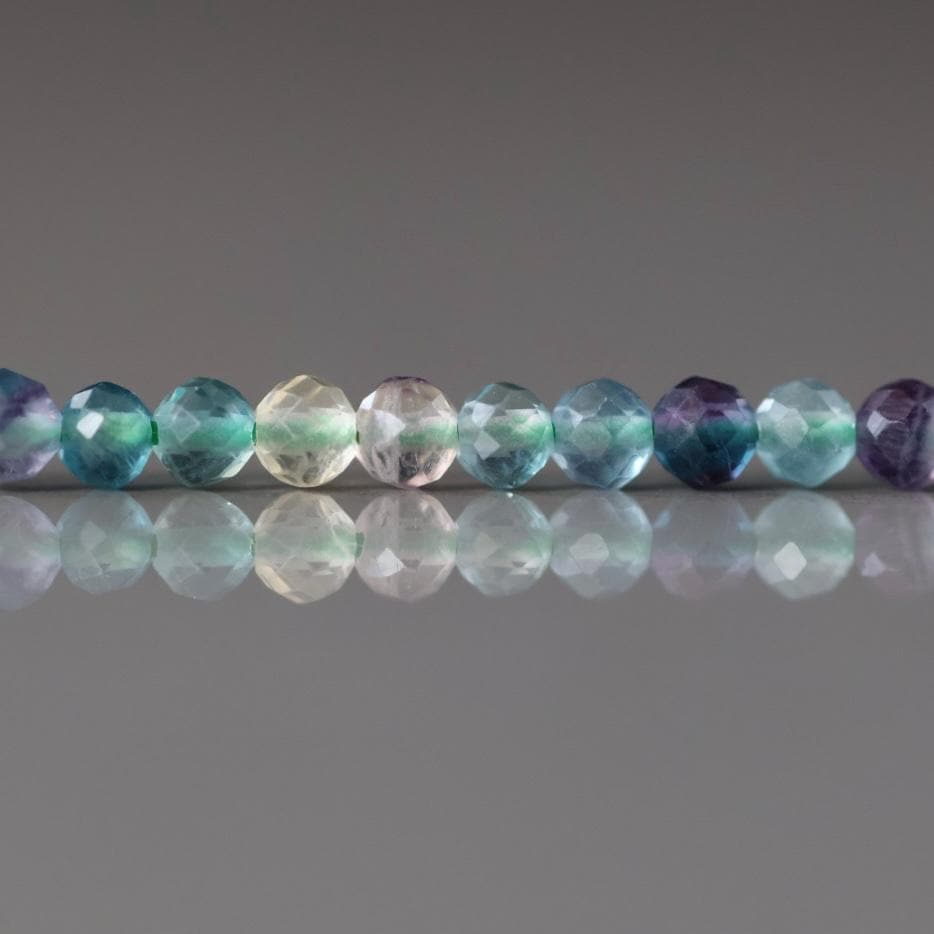 3mm Multi Fluorite Beads ‚Äì Faceted Round Micro Gemstone 15" Strand