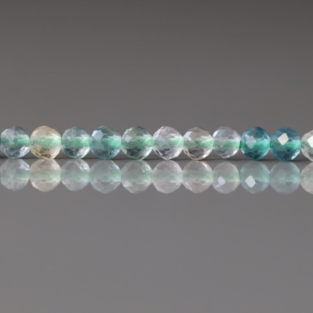 3mm Multi Fluorite Beads ‚Äì Faceted Round Micro Gemstone 15" Strand