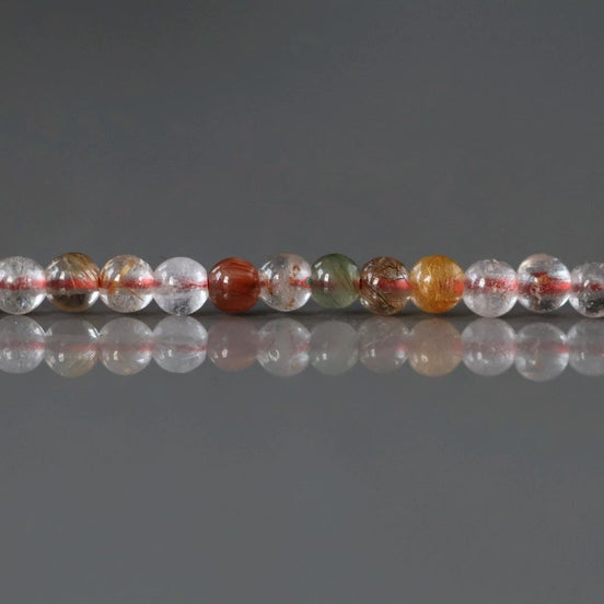 3mm Multi Color Rutilated Quartz Smooth Beads Genuine Colorful Rutilated Quartz Beads 15" Gemstone Beads for Jewelry Making DYI Beading Gift