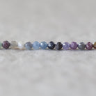 3mm Multi Sapphire Beads – Faceted Round Micro Gemstone - 3" Strand