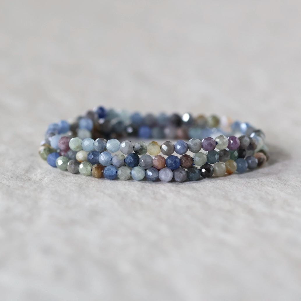 3mm Multi Sapphire Beads – Faceted Round Micro Gemstone - 3" Strand