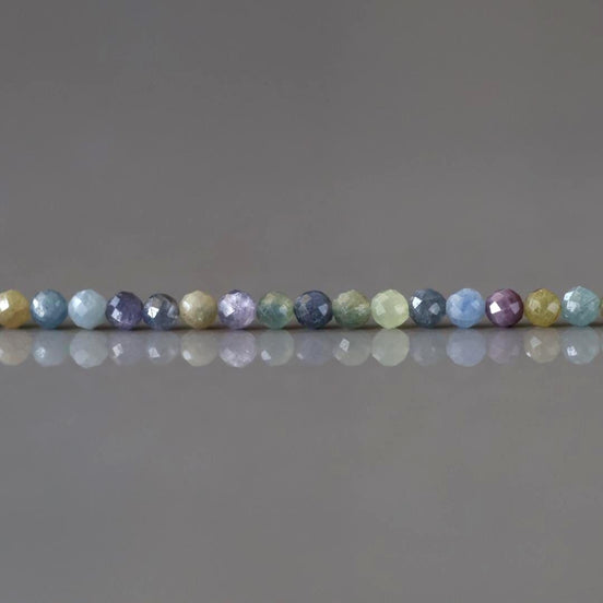 3mm Multi Sapphire Beads Faceted 3” Raw Colorful Sapphire Genuine Gemstone Beads Jewelry Making Beading Craft Gift September Birthstone