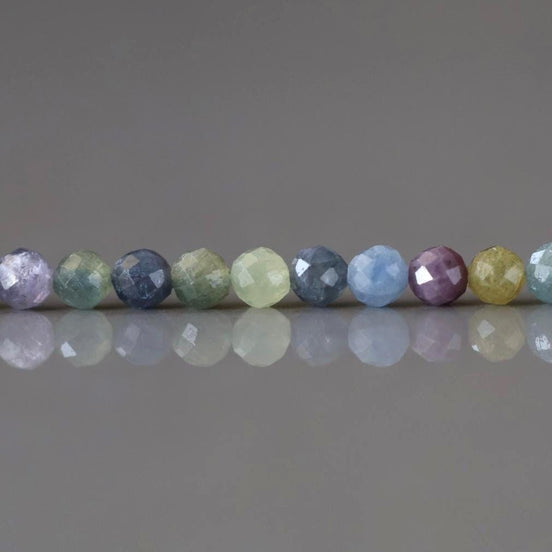 3mm Multi Sapphire Beads Faceted 3” Raw Colorful Sapphire Genuine Gemstone Beads Jewelry Making Beading Craft Gift September Birthstone