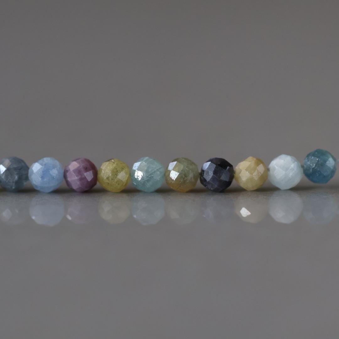 3mm Multi Sapphire Beads Faceted 3” Raw Colorful Sapphire Genuine Gemstone Beads Jewelry Making Beading Craft Gift September Birthstone
