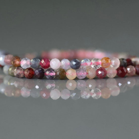 3mm Multi Spinel Faceted Beads 15" Colorful Spinel Pink Genuine Gemstone Beads for Jewelry Making Beading Craft Gift Beads