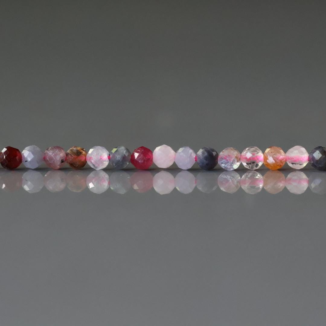 3mm Multi Spinel Beads - Faceted Round Micro Gemstone 15" Strand