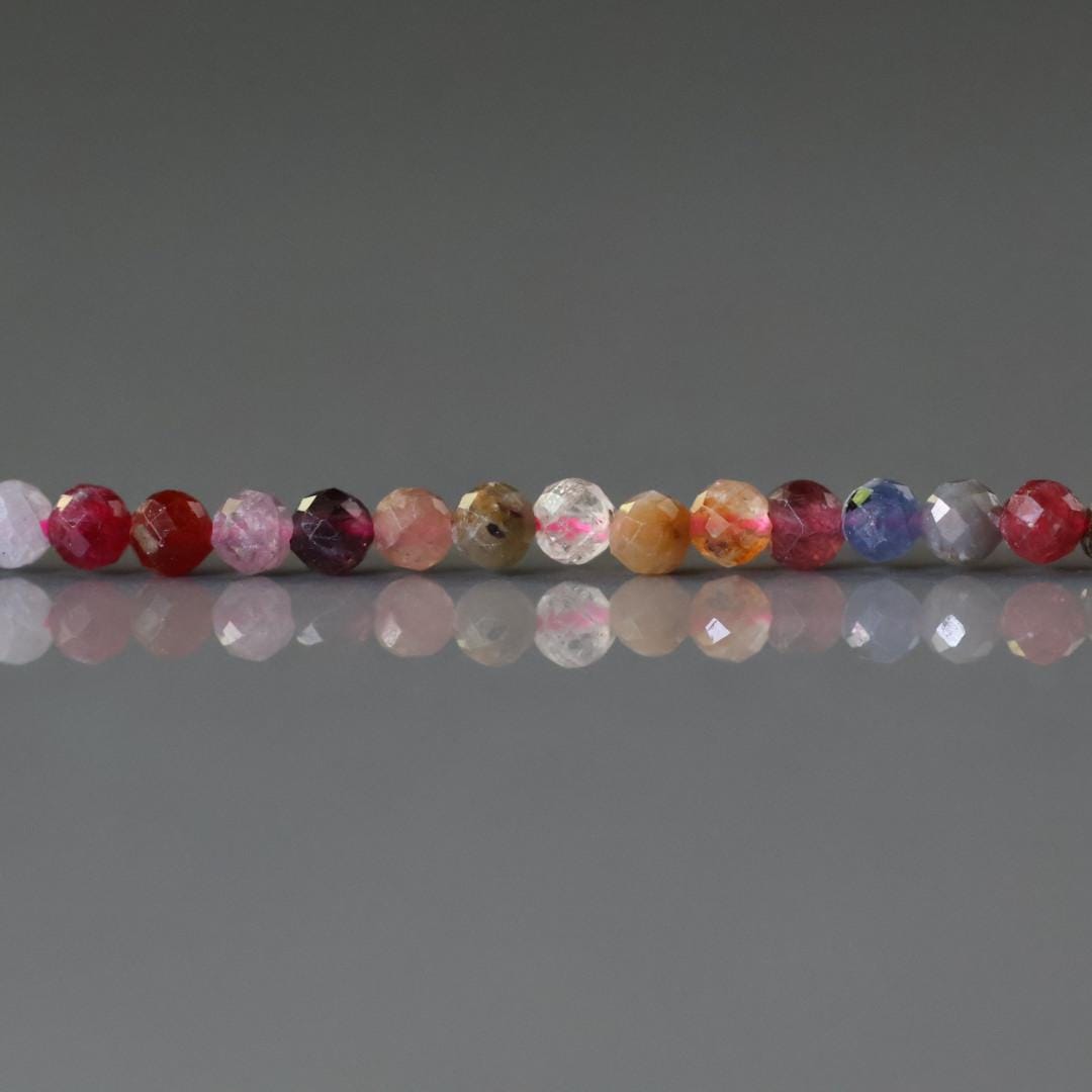 3mm Multi Spinel Beads - Faceted Round Micro Gemstone 15" Strand