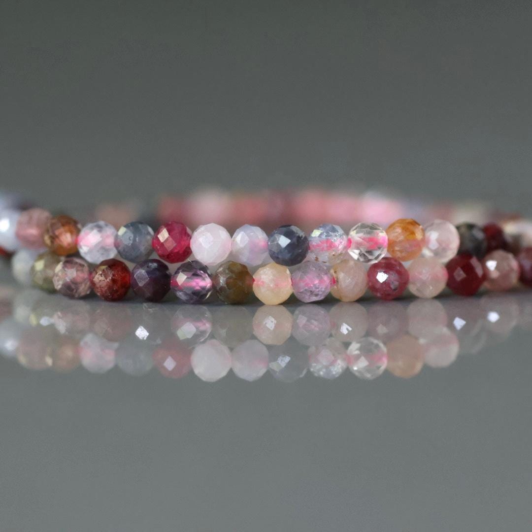 3mm Multi Spinel Beads - Faceted Round Micro Gemstone 15" Strand