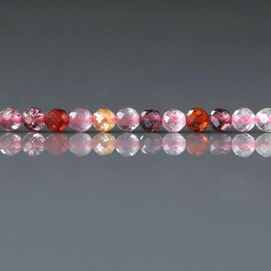 3mm Multi Spinel Beads – Faceted Round Micro Gemstone 7" Strand
