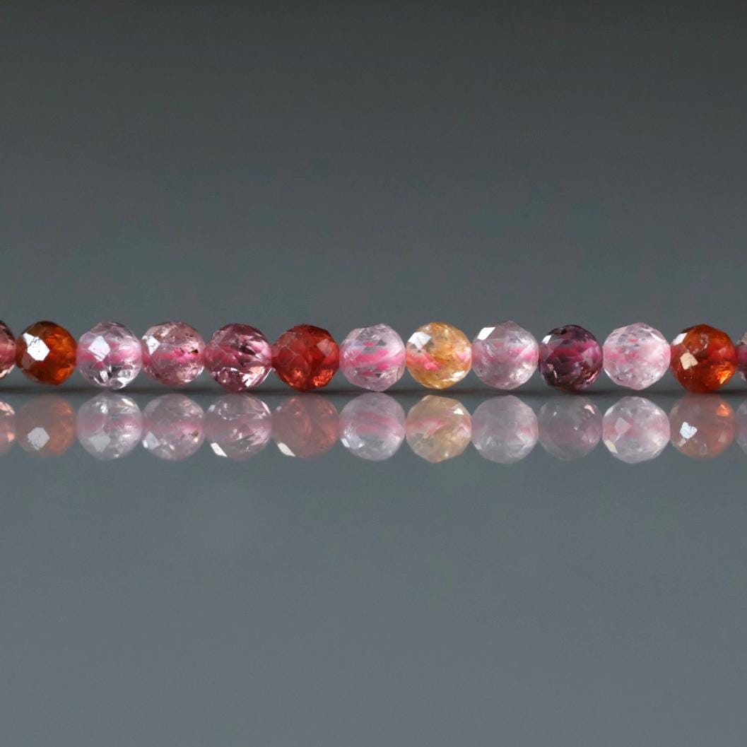 3mm Multi Spinel Beads – Faceted Round Micro Gemstone 7" Strand