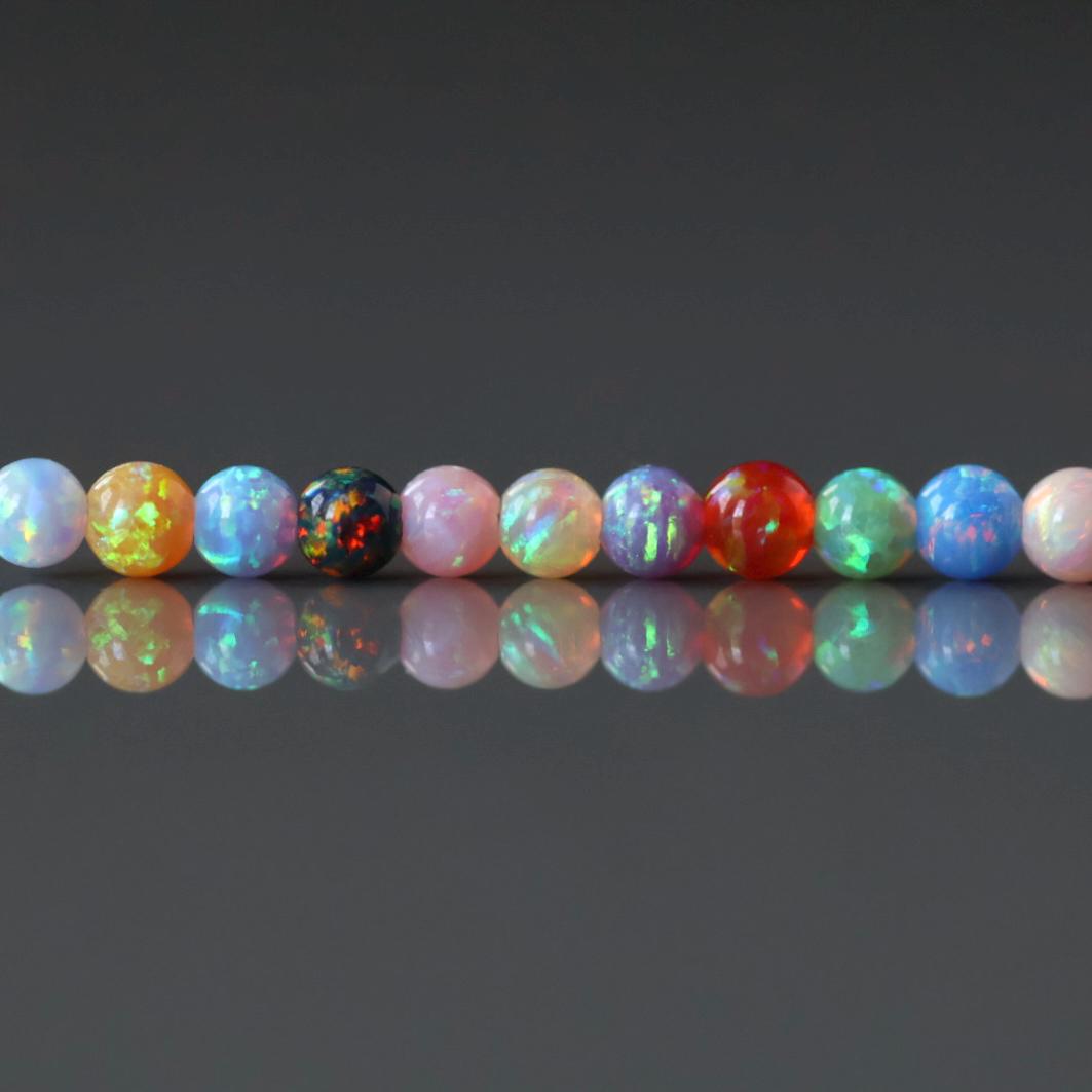 3mm Multicolor Opal Beads - Round Smooth Lab Gemstone