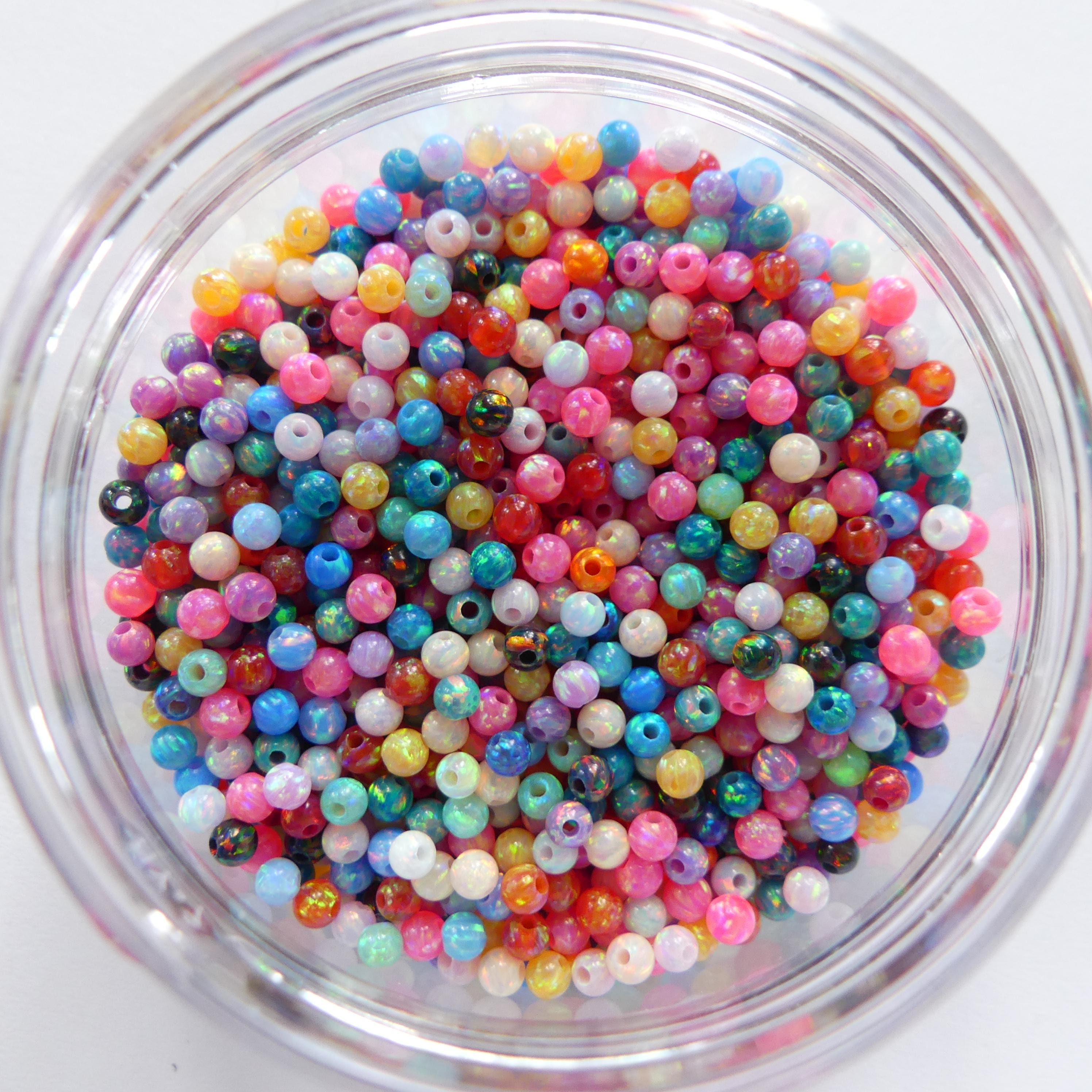 3mm Multicolor Opal Beads - Round Smooth Lab Gemstone
