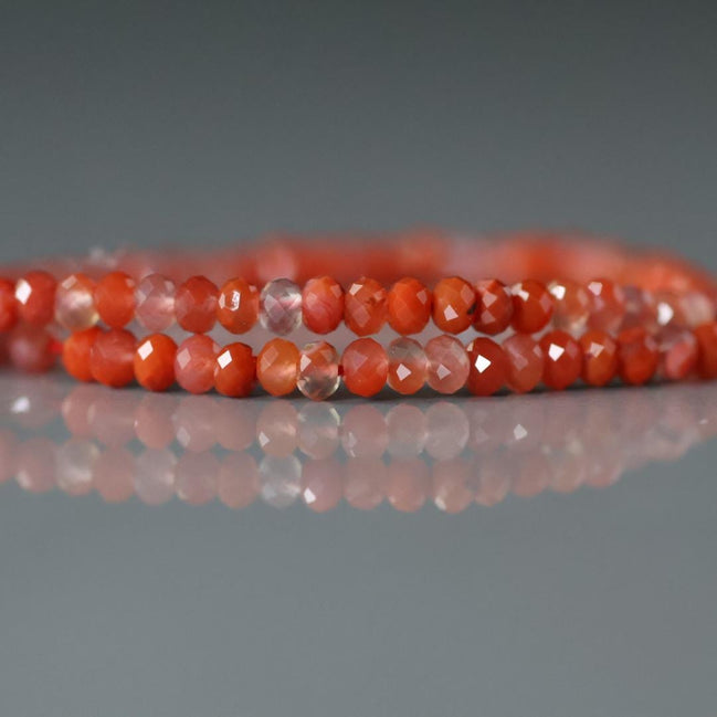 3mm Natural Carnelian Beads - Faceted Rondelle Natural Gemstone 12.5"