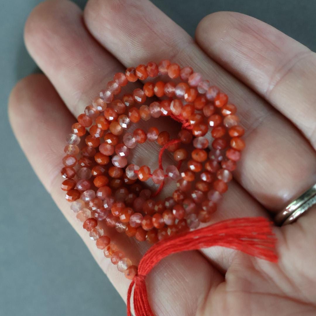3mm Natural Carnelian Beads - Faceted Rondelle Natural Gemstone 12.5"