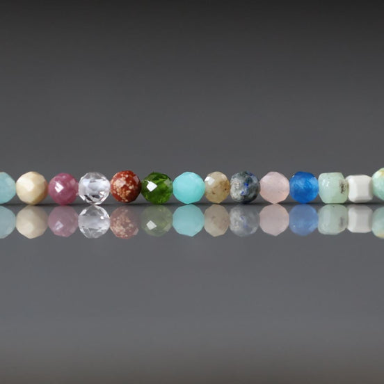 3mm Natural Multi Gemstone Beads - Faceted Round Micro Gemstone 15" Strand