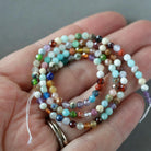 3mm Natural Multi Gemstone Beads - Faceted Round Micro Gemstone 15" Strand