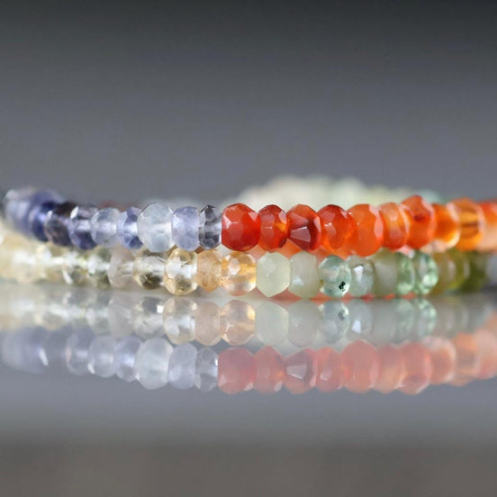 3mm Multi Gemstone Hand Faceted Beads 12.5" Colorful Rainbow Tiny Gemstone Beads for Jewelry Making Beading Gift for Crafter