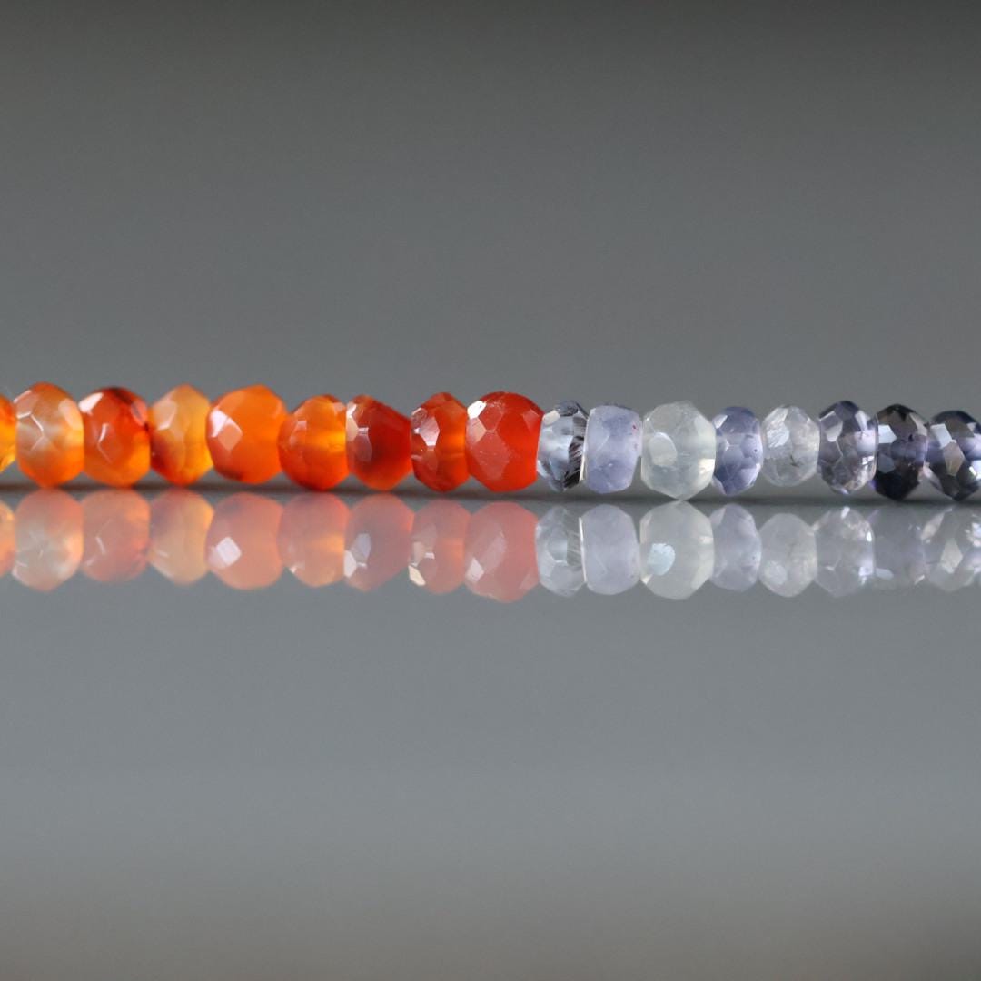 3mm Natural Multi Gemstone Beads - Hand Faceted Rondelle Gemstone 12.5" Strand