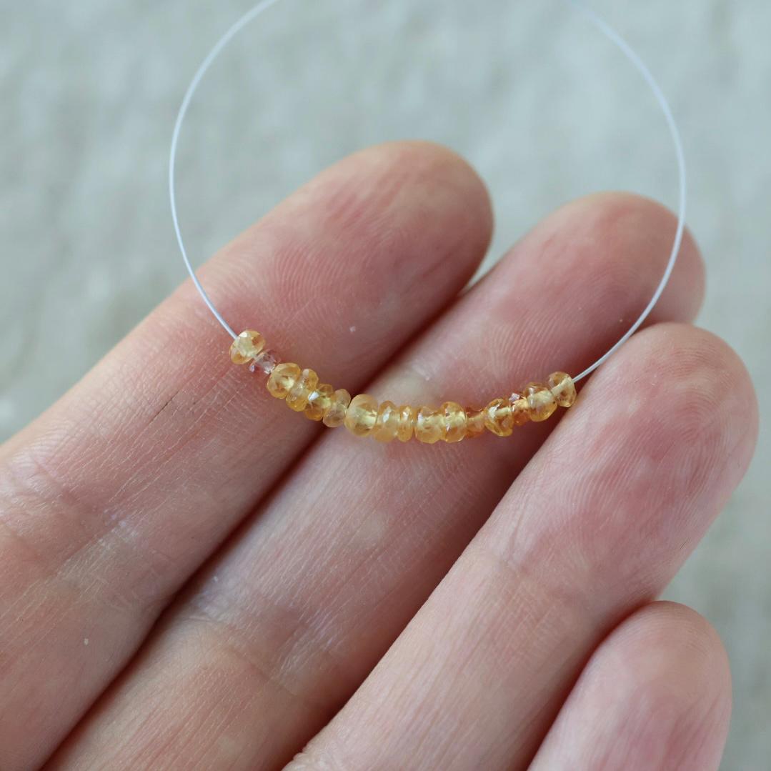 3mm Natural Orange Padparadscha Sapphire Rondelle Beads Faceted 1” Genuine Golden Gemstone For DIY Jewelry Making Supplies