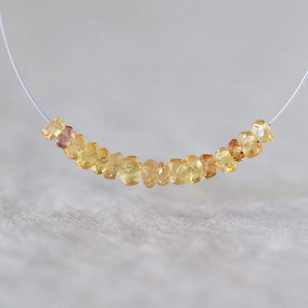 3mm Natural Orange Padparadscha Sapphire Rondelle Beads Faceted 1” Genuine Golden Gemstone For DIY Jewelry Making Supplies