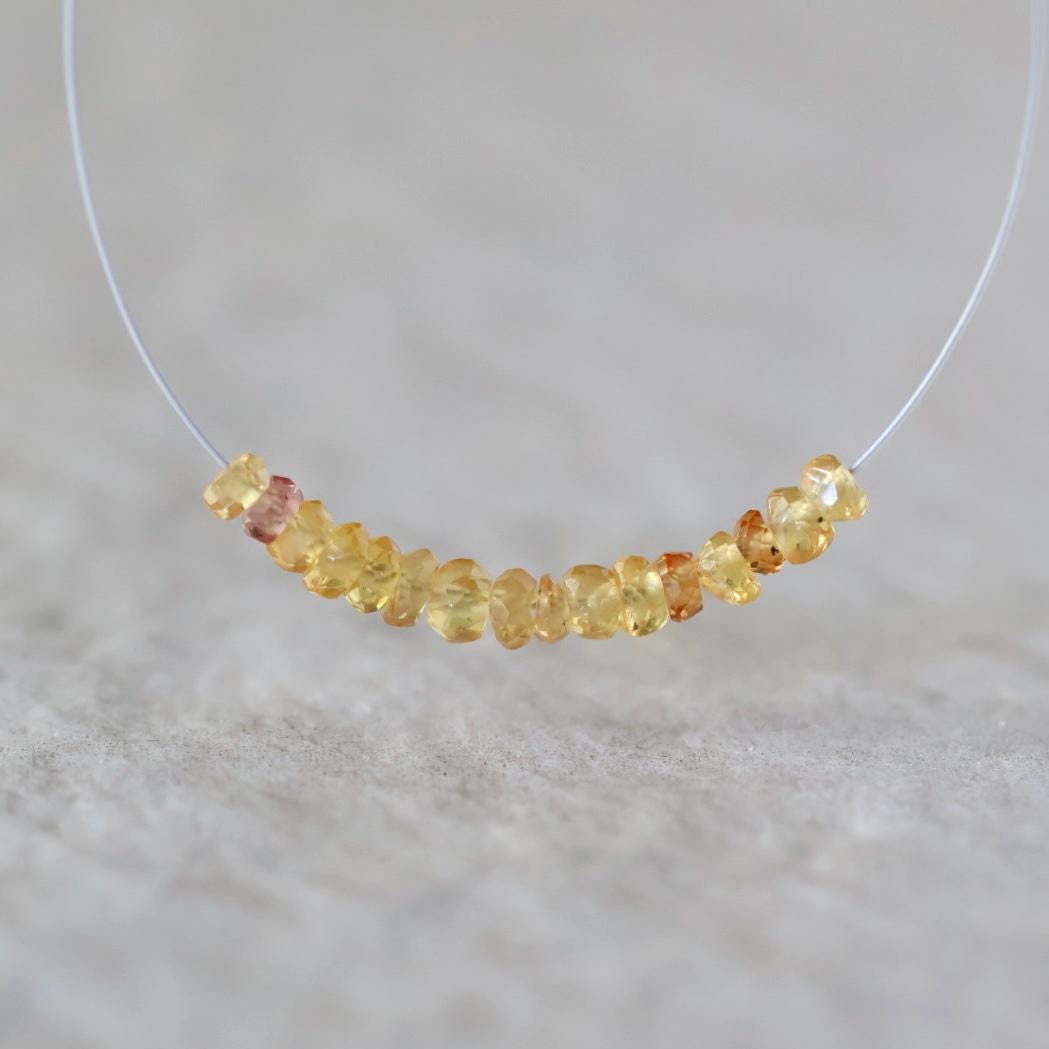 3mm Natural Orange Padparadscha Sapphire Rondelle Beads Faceted 1” Genuine Golden Gemstone For DIY Jewelry Making Supplies