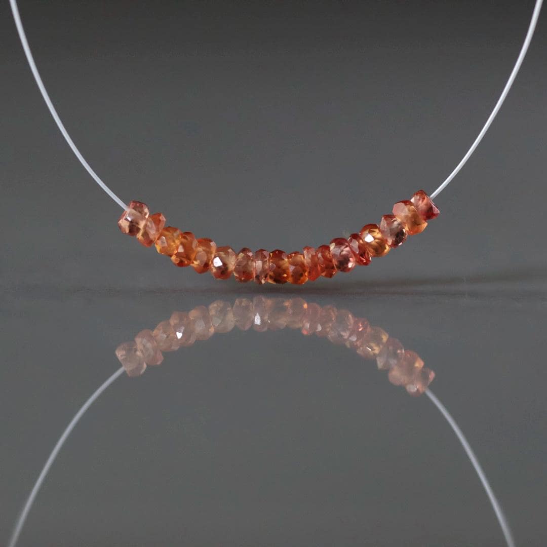 3mm Natural Padparadscha Sapphire Rondelle Beads Faceted 1” Genuine Orange Sapphire Gemstone For DIY Jewelry Making September Birthstone