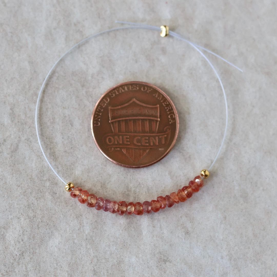 3mm Natural Padparadscha Sapphire Rondelle Beads Faceted 1” Genuine Orange Sapphire Gemstone For DIY Jewelry Making September Birthstone