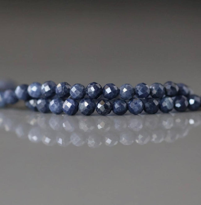 3mm Natural Sapphire Beads Dark Blue Sapphire Faceted Genuine Gemstone Beads Jewelry Making Beading Craft Gift September Birthstone