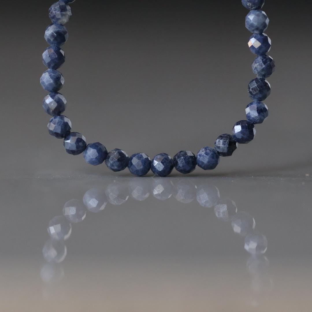 3mm Natural Sapphire Beads Dark Blue Sapphire Faceted Genuine Gemstone Beads Jewelry Making Beading Craft Gift September Birthstone